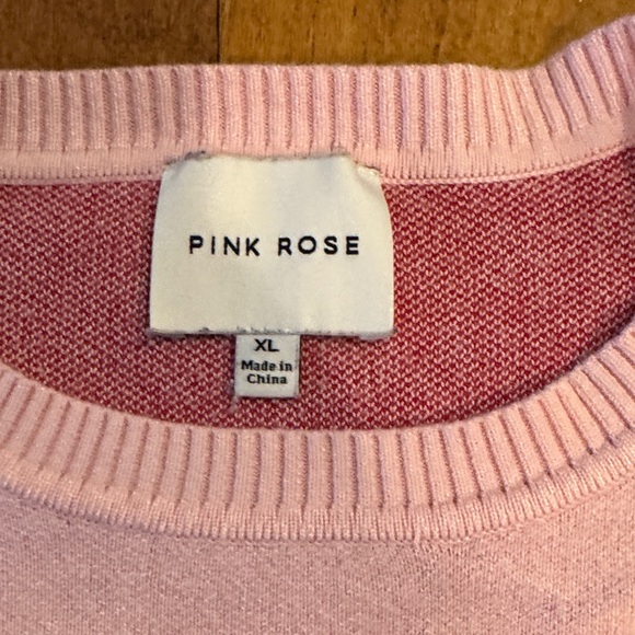 Pink Rose Light Pink Crewneck Sweater DUMP HIM Valentines Galentines - Picture 2 of 4